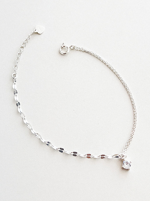  Silver925 Simple Cubic Chain Bracelet