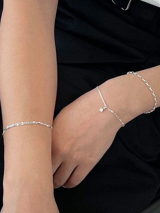  Silver925 Simple Cubic Chain Bracelet