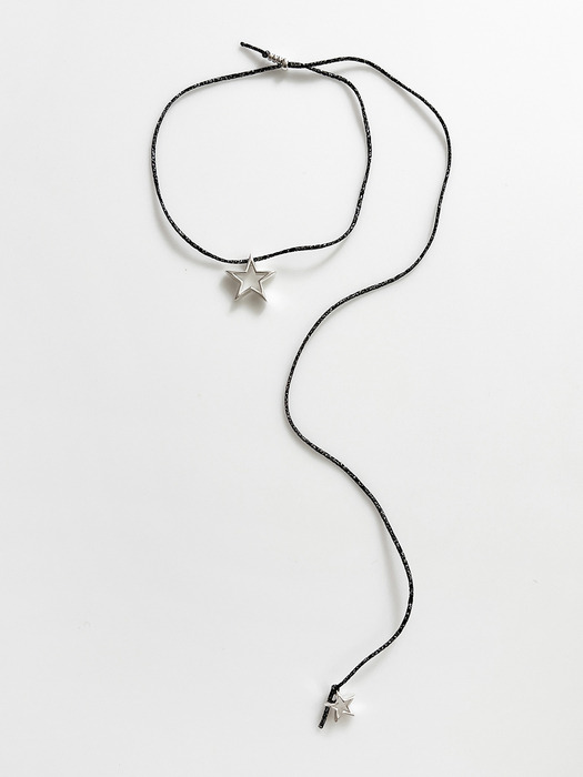 92.5% Silver Starry String Necklace / Black