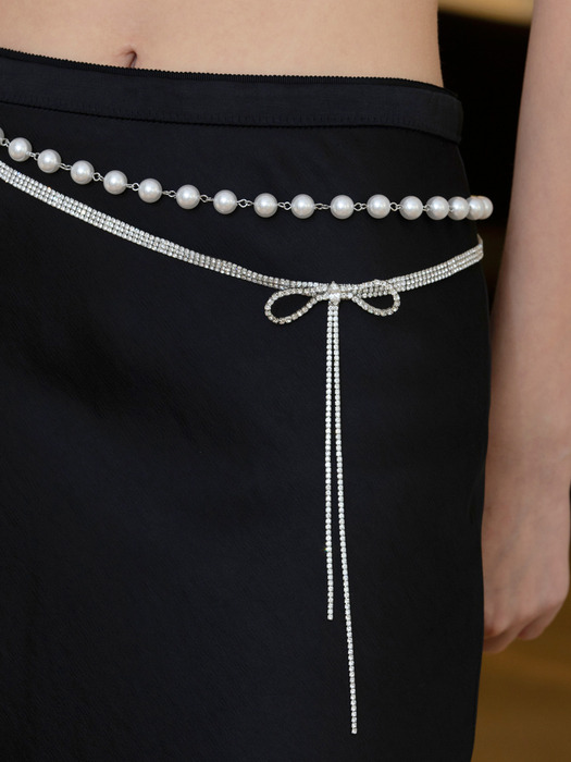 ribbon pearl layered belt