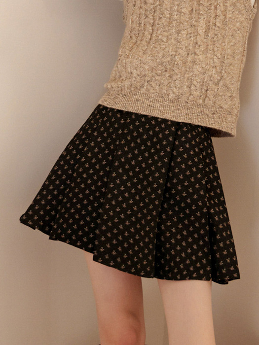 Cest_Wool pleated mini skirt