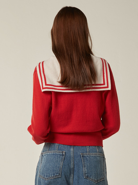 Sailor cashmere cardigan - Red