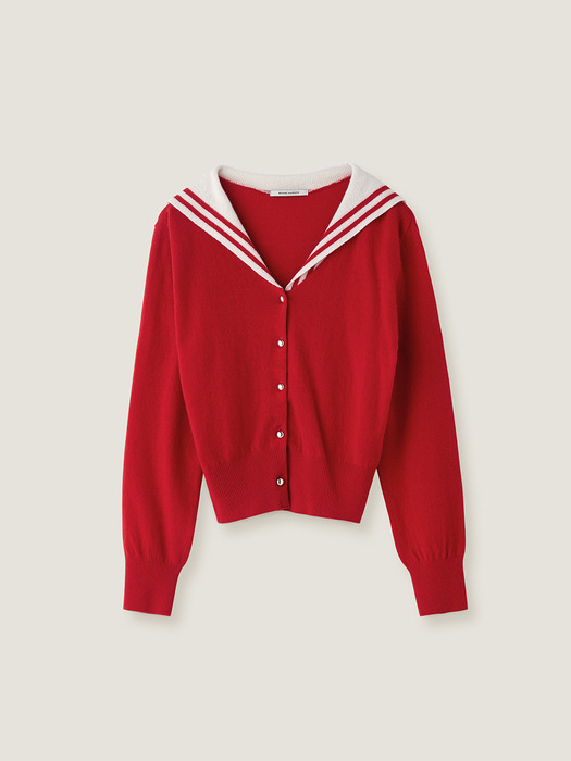 Sailor cashmere cardigan - Red