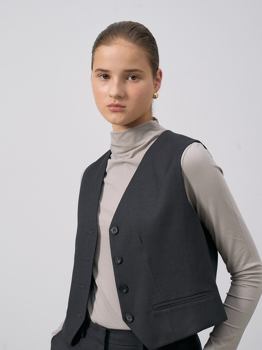 Solid Button Vest