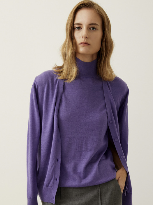 Silk Cashmere Knit Cardigan Violet