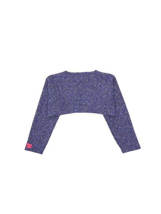 Wool blend Round neck Crop Stud Knit Tshirts Purple