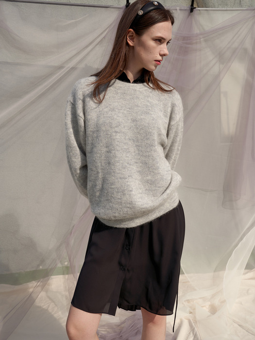 Pure Mohair Knit Top_Gray