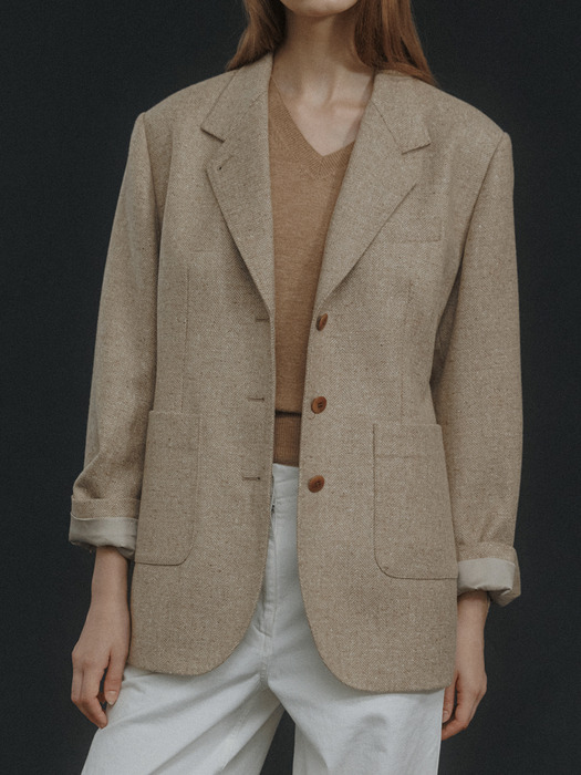 British moon tweed jacket (Beige)