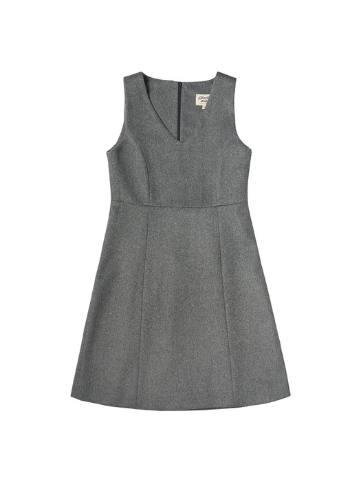 A3466 V-neck wool one-piece_Charcoal
