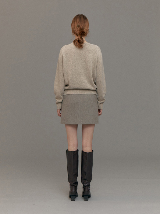 WOOL MINI SKIRT(MELANGE BEIGE)