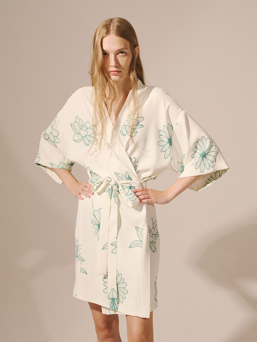 ALL OVER FLOWERS PRINTED GOWN_IVORY GREEN