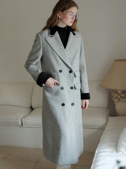 Cest_Color contrasting long coat