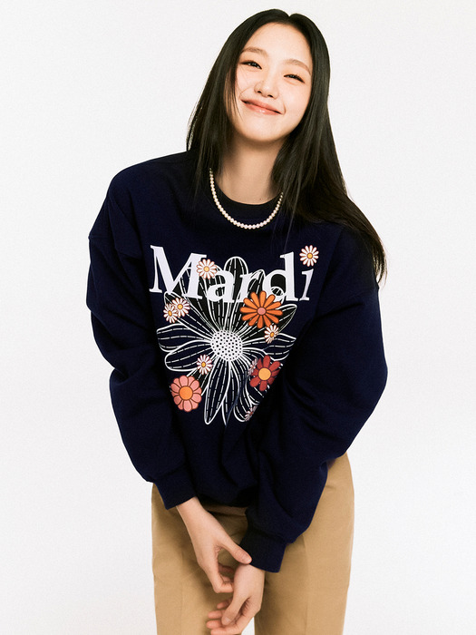 SWEATSHIRT FLOWERMARDI BLOSSOM_NAVY WHITE