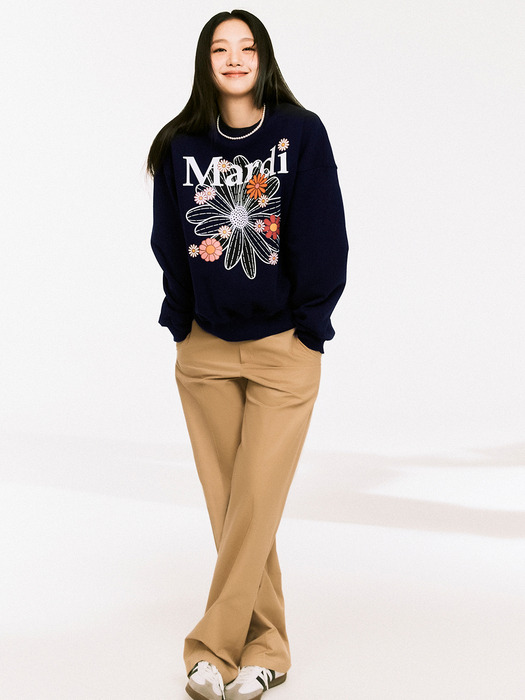 SWEATSHIRT FLOWERMARDI BLOSSOM_NAVY WHITE