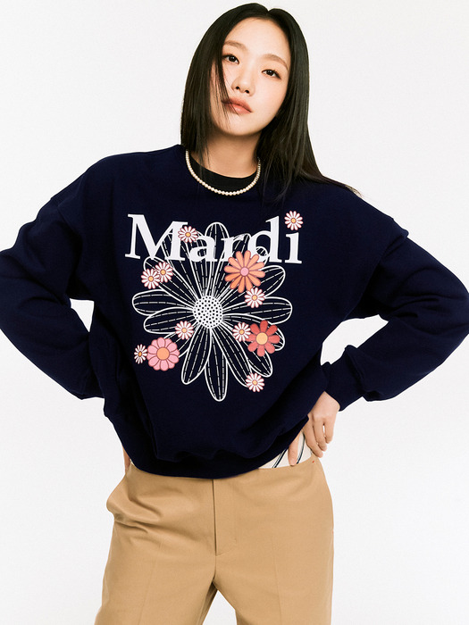 SWEATSHIRT FLOWERMARDI BLOSSOM_NAVY WHITE