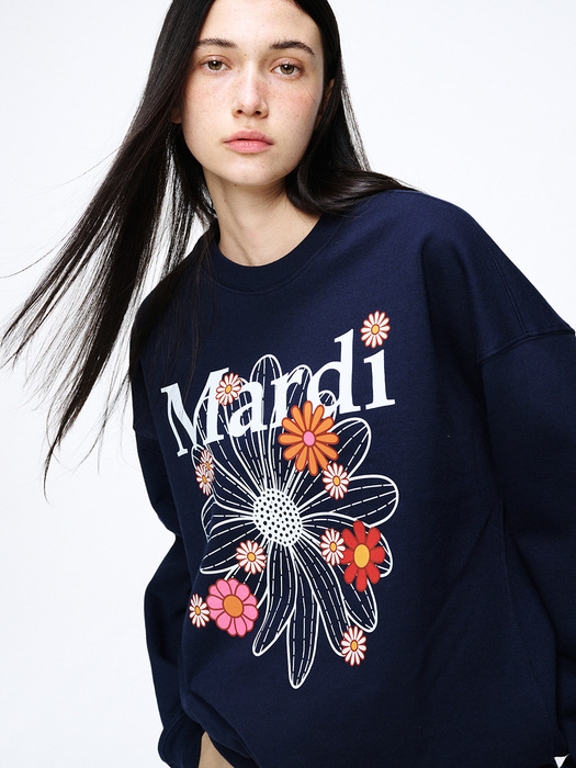 SWEATSHIRT FLOWERMARDI BLOSSOM_NAVY WHITE