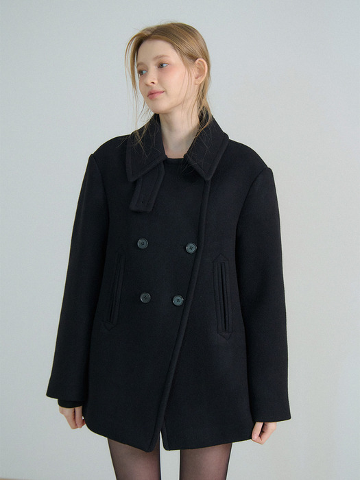 DOUBLE BREASTED BUTTON HALF COAT_BLACK