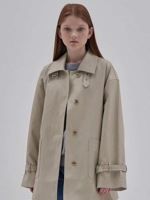 Leather Trench Coat_Ivory