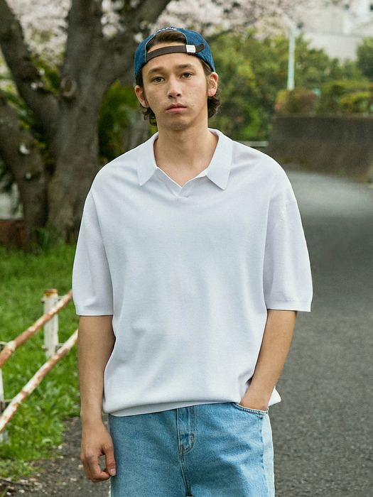 린넨 라이크 쿨 드라이 오픈 카라 니트 MNT108 / 6color