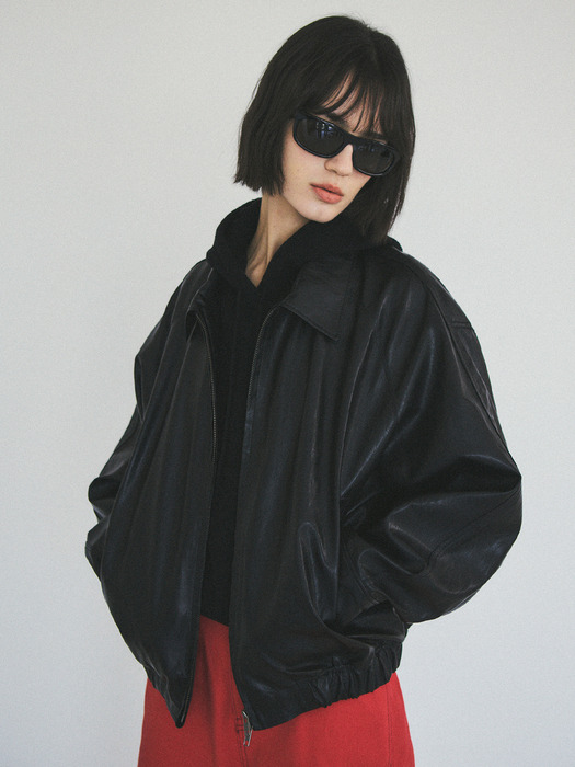 90s Classic Faux Leather Jacket_CTO116(Black)