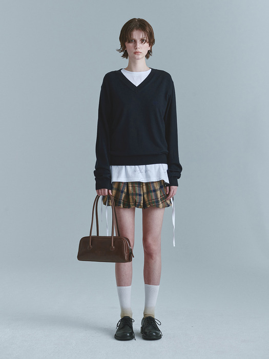 BALLOON SKIRT_brown check