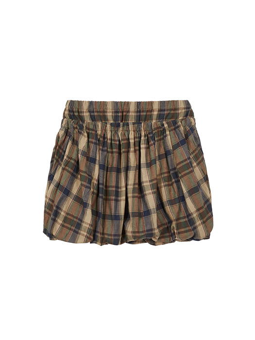 BALLOON SKIRT_brown check