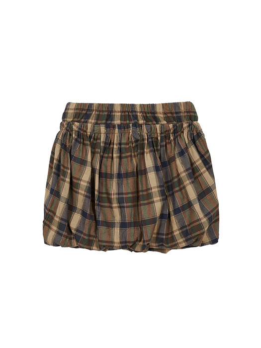 BALLOON SKIRT_brown check