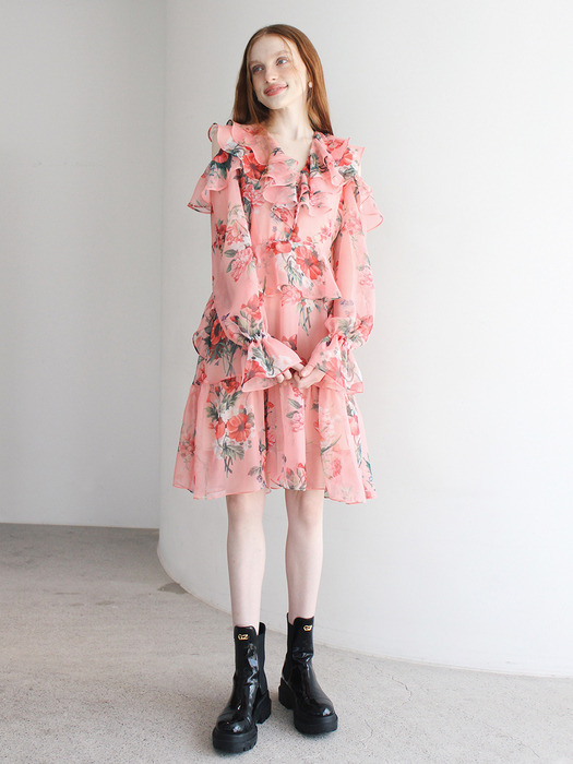 Mimosa ruffle dress (Romance peach)