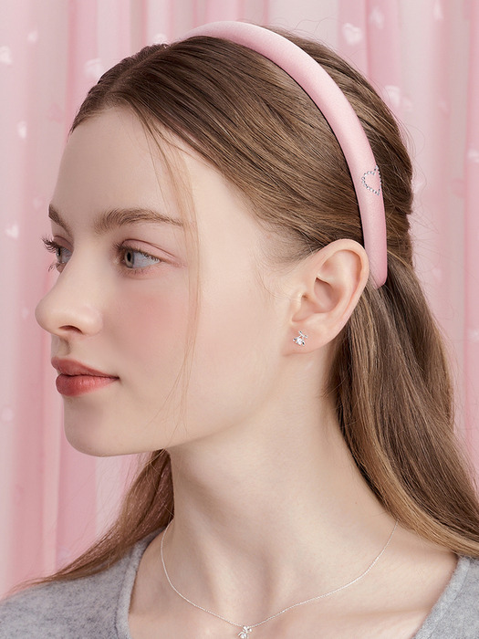 double heart cubic hairband_pink