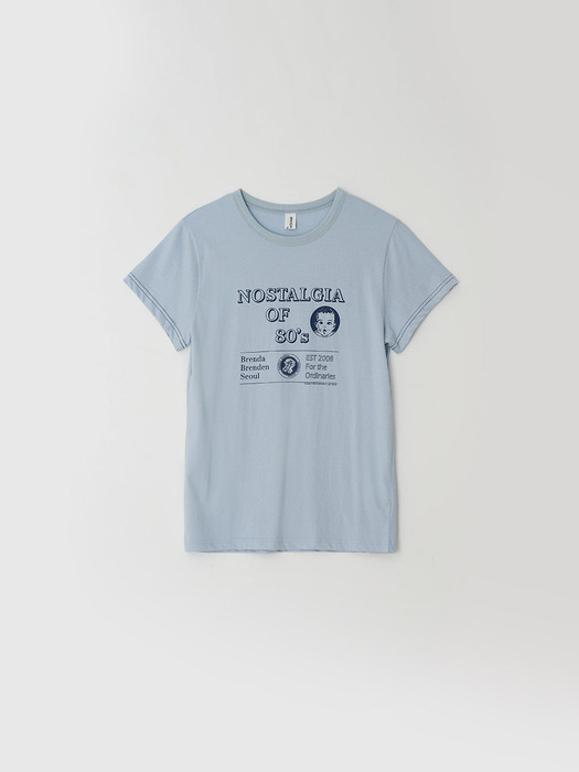 80s print t-shirt - sky blue