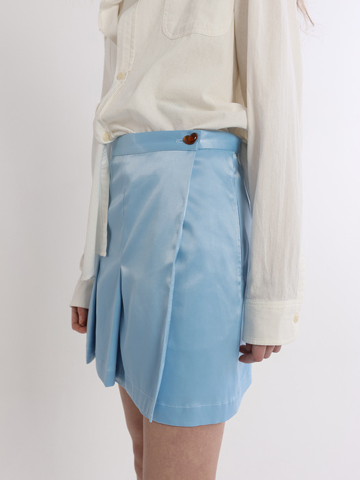 Silky Heart Button Skirt (Light Blue)