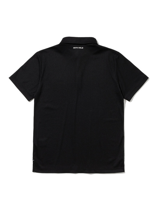 골지 웰딩 포인트 티셔츠 [BLACK]