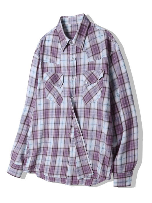 03s plaid western shirt purple