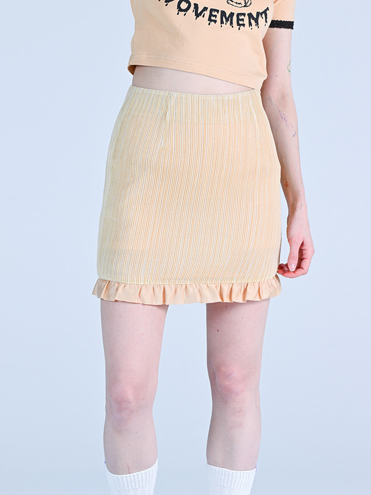 Frill Layered Mini Skirt Light Yellow WBCSSK003-1LY