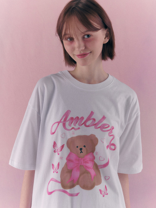 Balletcore Bear Over fit T-Shirts AS1110 (White)