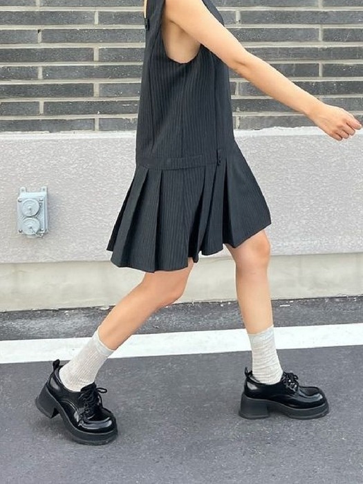 [인플 Pick] Harper 소가죽 레이스업 플랫폼 로퍼 7cm -SA9060BK