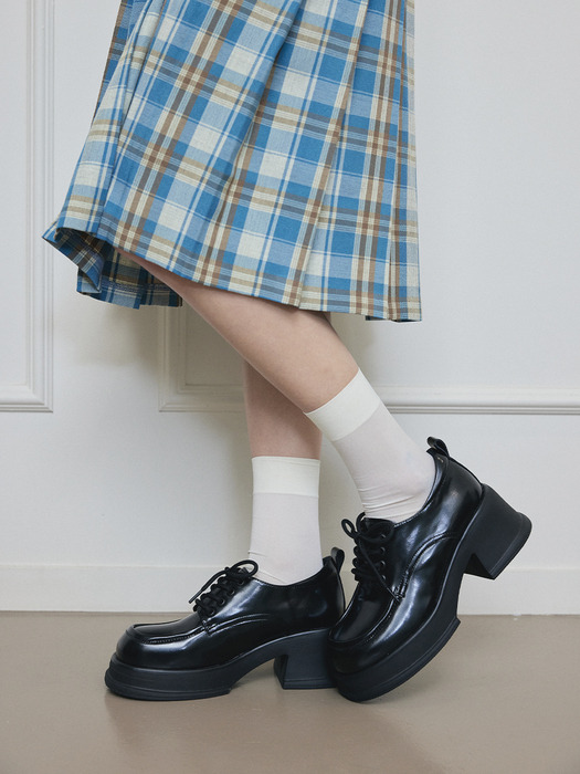 [인플 Pick] Harper 소가죽 레이스업 플랫폼 로퍼 7cm -SA9060BK