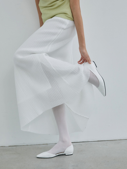 Pleats Set-up Gored skirt_WHITE