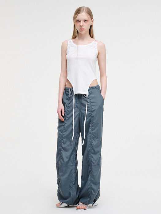 String Wide Pants, Blue Grey