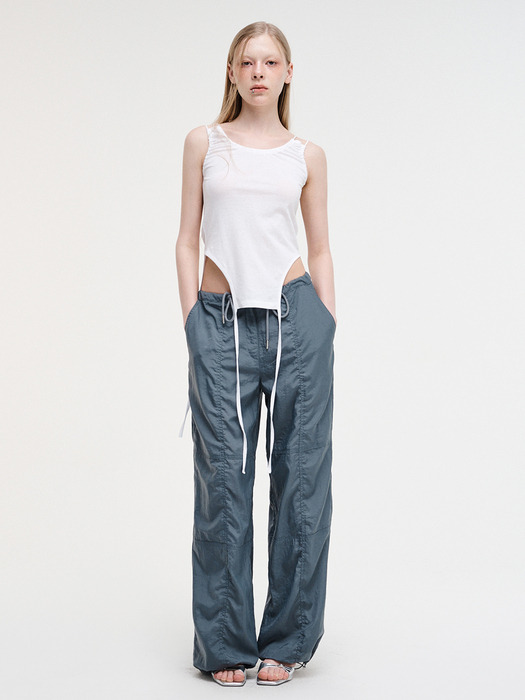 String Wide Pants, Blue Grey