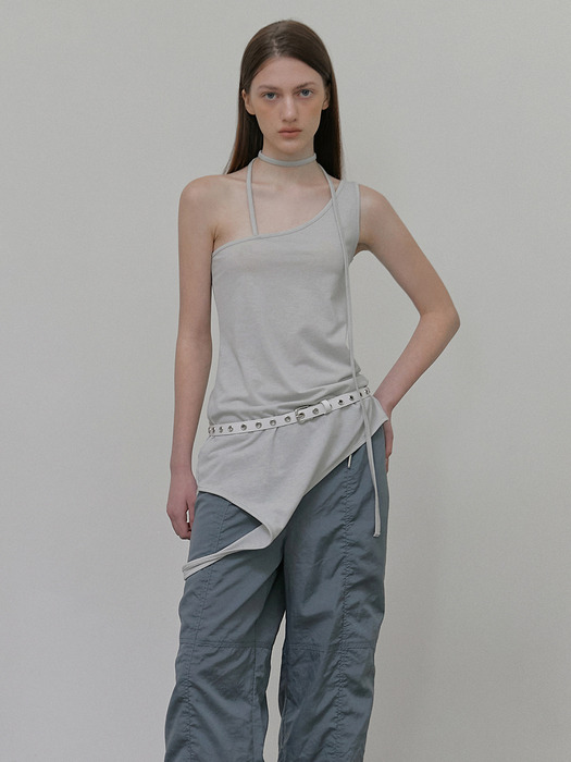 String Wide Pants, Blue Grey