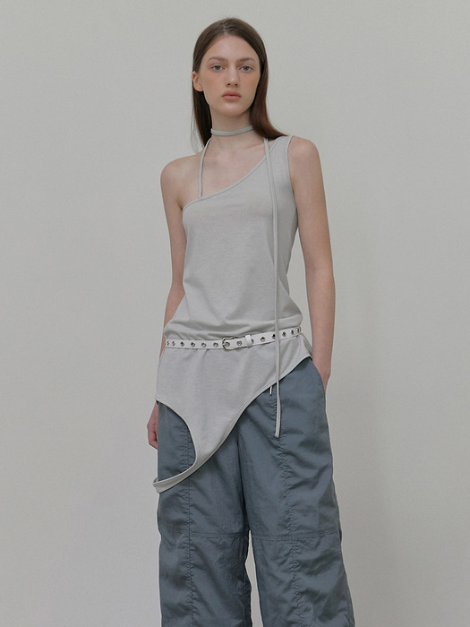 String Wide Pants, Blue Grey