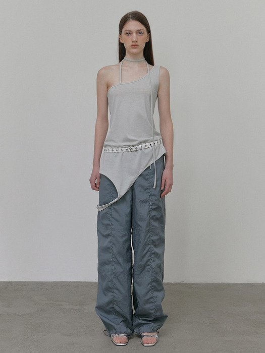 String Wide Pants, Blue Grey