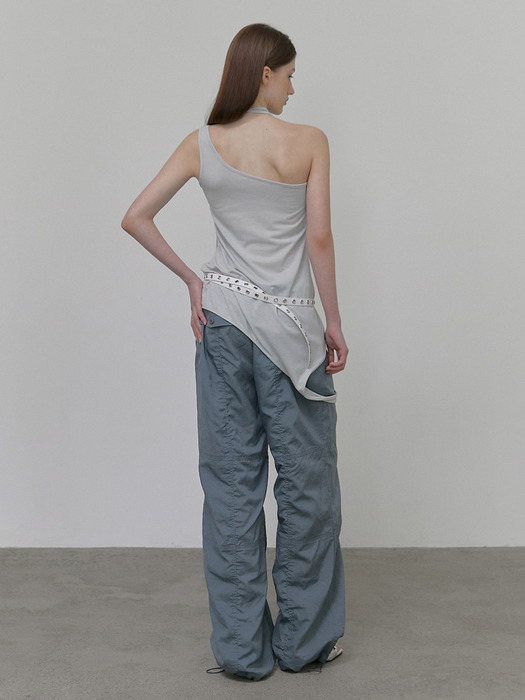 String Wide Pants, Blue Grey