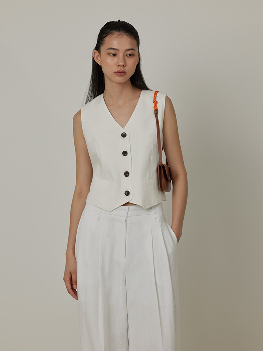 Natural Linen Buckle Summer Vest