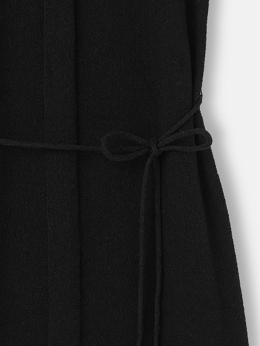 부클 롱 슬리브리스 드레스 블랙