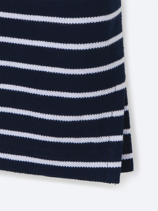 01 M.C UNISEX, Stripe PK Half Shirt / Navy