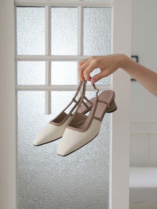 Nuer slingback(canvas ver 4cm, 2colors)