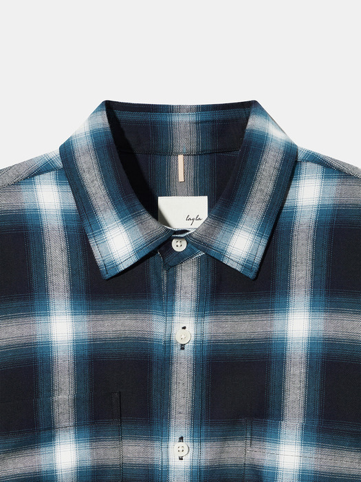 Tencel Ombre Deep Blue Tartan Check Shirt S161