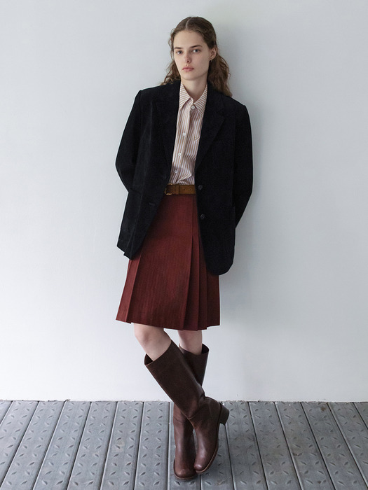 바일레 플리츠 미디 스커트 (3color)